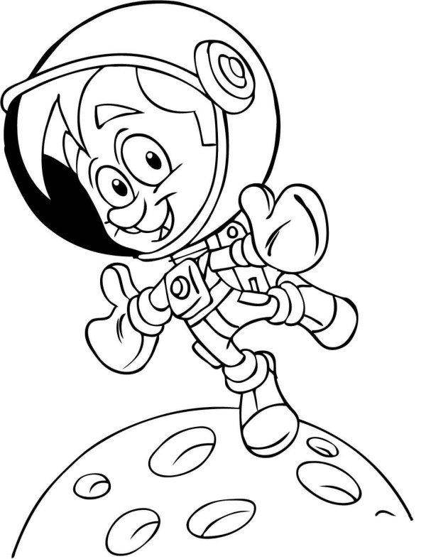 Character cartoon drawing method astronaut landing on the moon