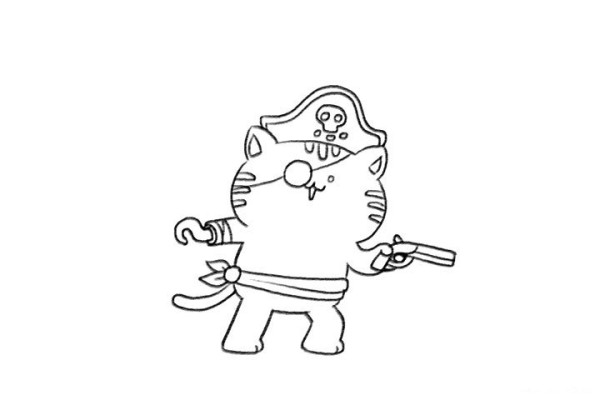 Pirate cat simple drawing tutorial