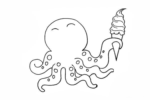 How to draw an octopus holding ice cream