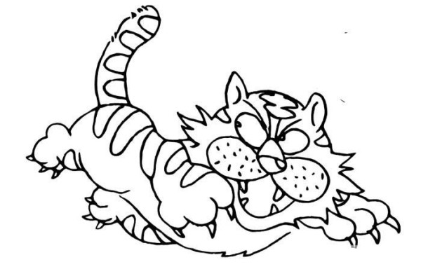 Childrens simple drawing of tiger