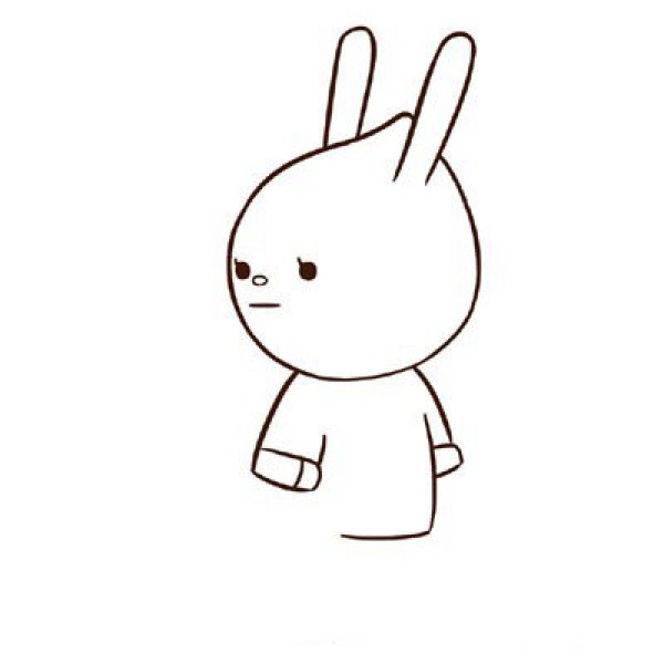 Simple drawing of little rabbit carrying a schoolbag