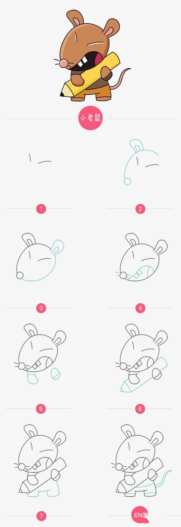 Cartoon little mouse simple drawing picture