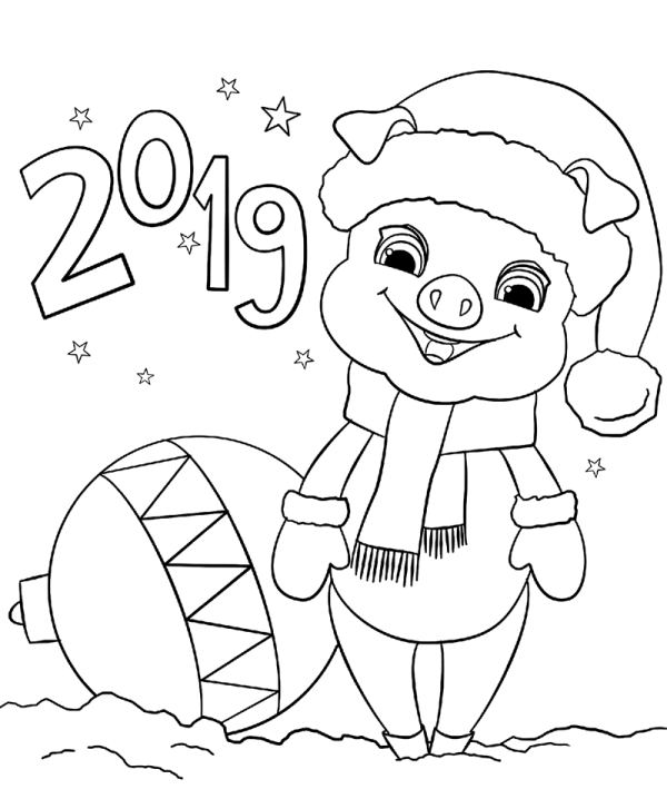 2019 new year pig simple drawing