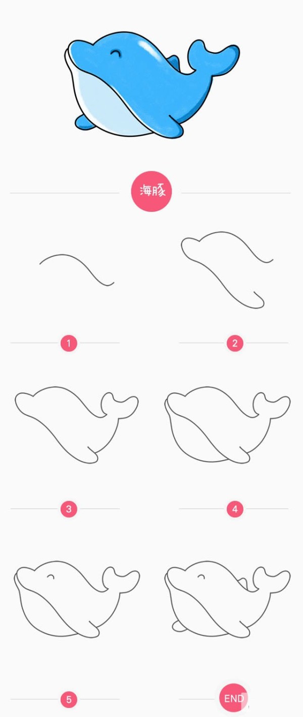 How to draw dolphins with simple strokes