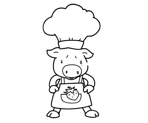 Piggy chef simple drawing picture