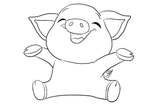 How to draw a happy pig