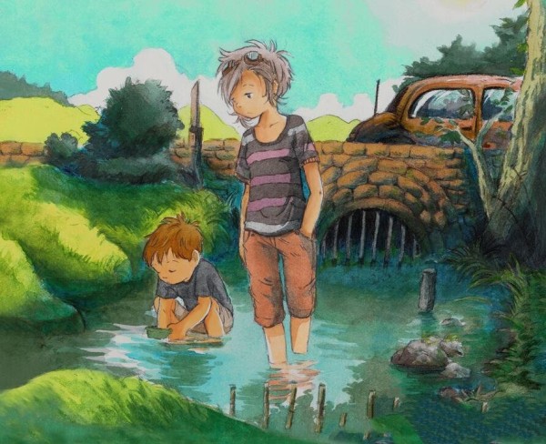 Catching fish with my brother, my summer life, childrens paintings