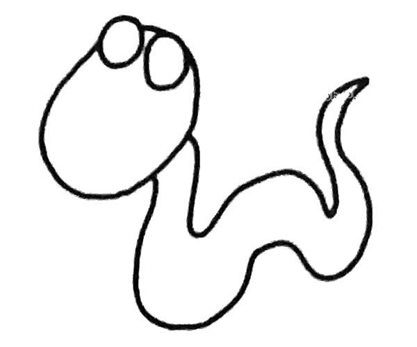 Learn to draw a cartoon snake in four steps