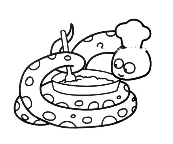 Chef Snake Simple Drawing Picture