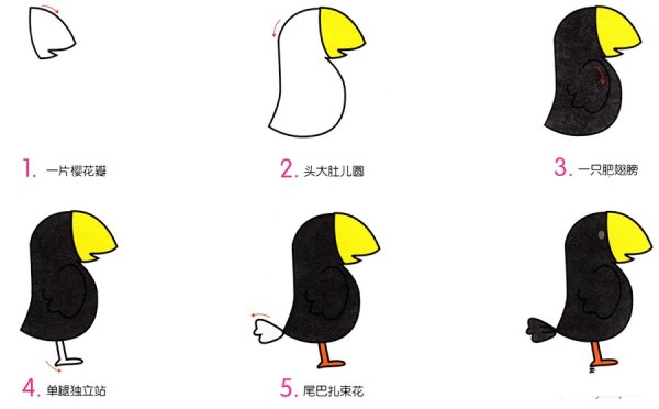 How to draw a little crow in simple strokes