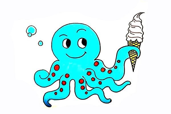 How to draw an octopus holding ice cream