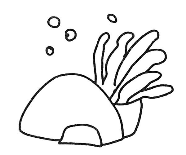 A set of cute cartoon sea anemones simple drawing pictures