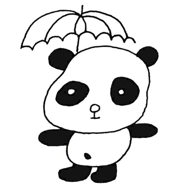 Giant panda holding umbrella