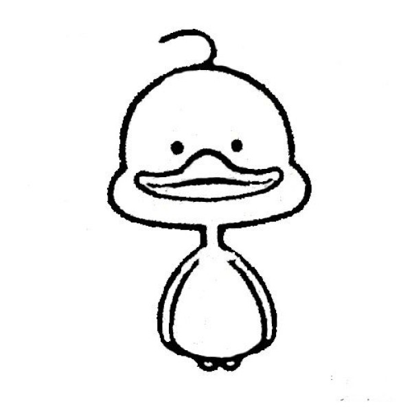 Examples and steps of simple drawing of a little duck