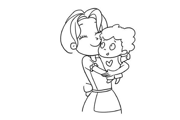 Learn to draw mother and baby for Mothers Day in eight steps