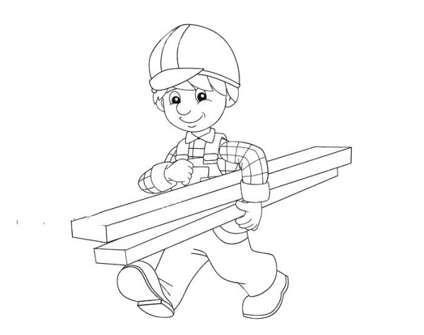 worker moving wood