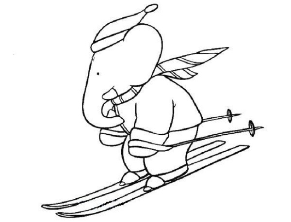 skiing elephant