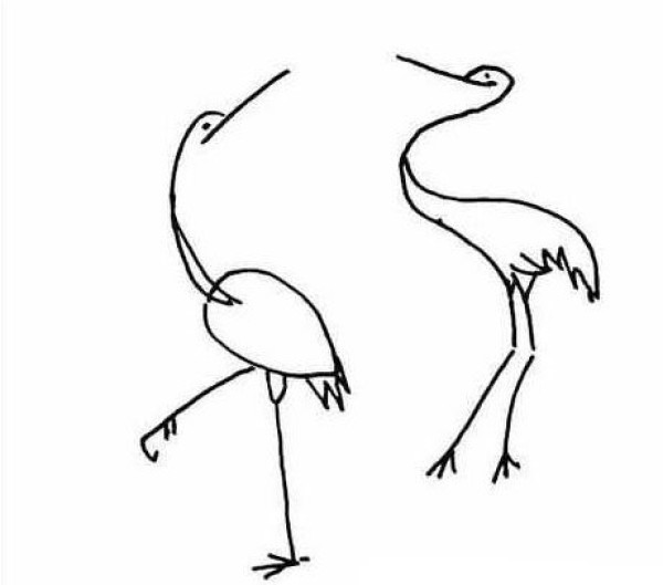 Childrens simple drawing picture of crane