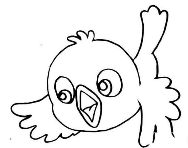 Simple drawing picture of cute and excited bird