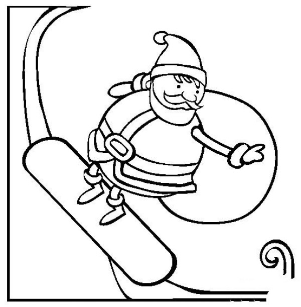 Simple drawing of Santa Claus Simple drawing of Santa Claus skiing picture