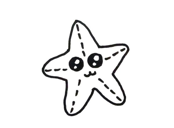 Super cute little starfish cartoon simple drawing