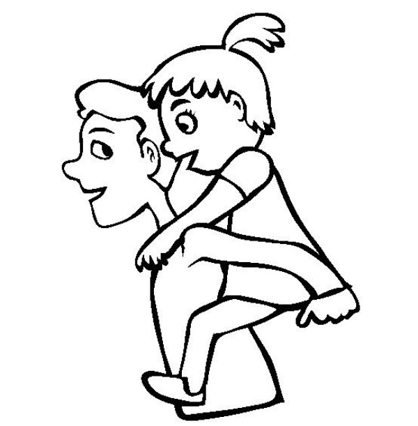 Fathers Day character simple drawing material Simple drawing picture of father carrying daughter on his back