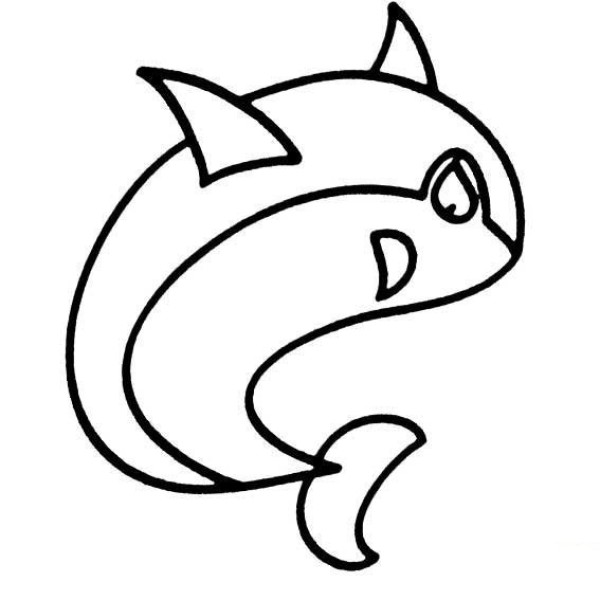 Simple drawing of marine life, simple drawing of fierce shark