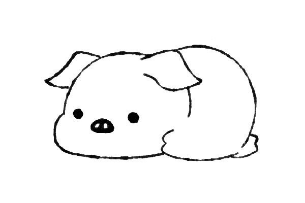 How to draw a pig lying on the ground