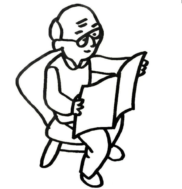 Simple drawings of characters Simple drawing pictures of an old man reading a newspaper