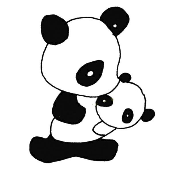 Mother panda and little panda