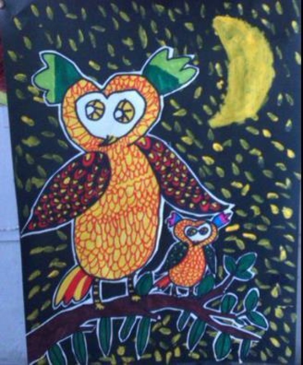 Childrens prints Owl and its mother