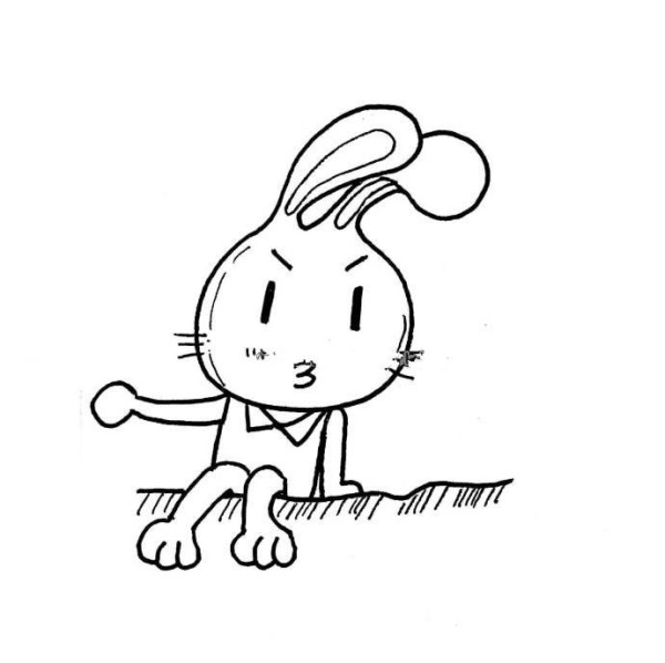 Five super cute simple drawings of cartoon rabbits