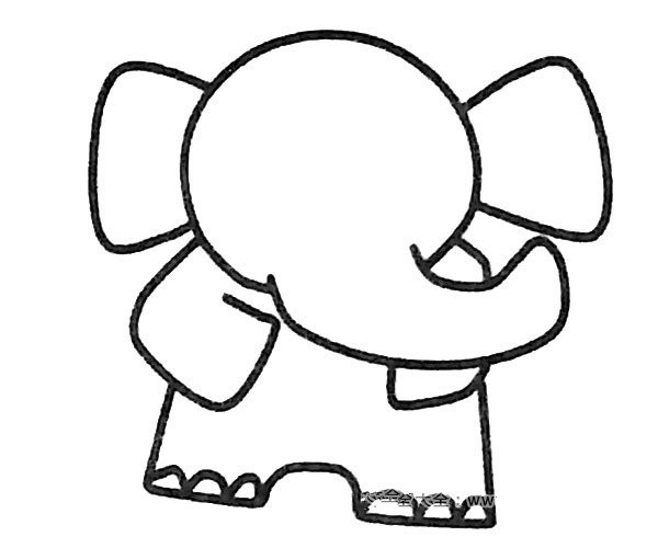 Draw a cute elephant in four steps