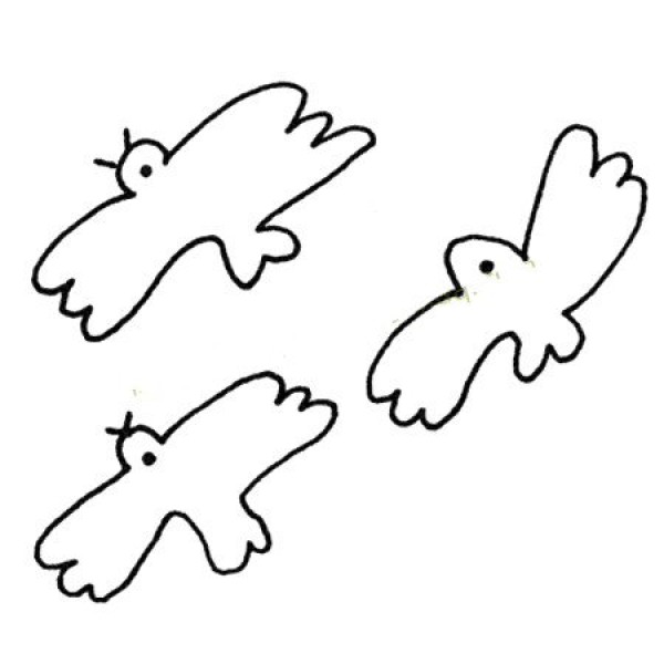 A collection of simple bird sketch pictures