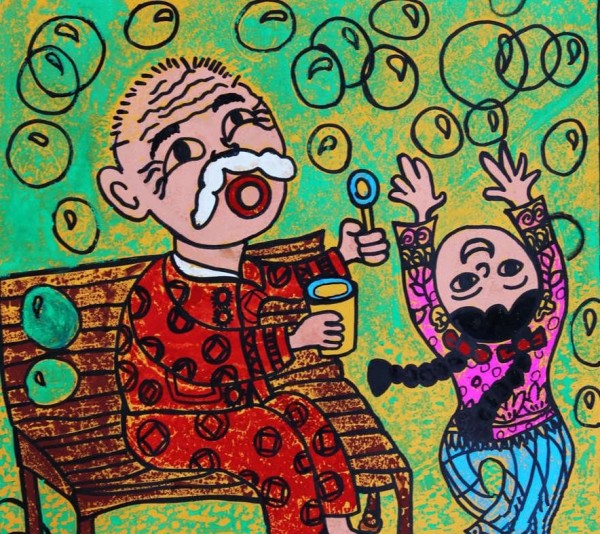 Grandpa plays with me, children’s paintings of caring for the elderly during Double Ninth Festival