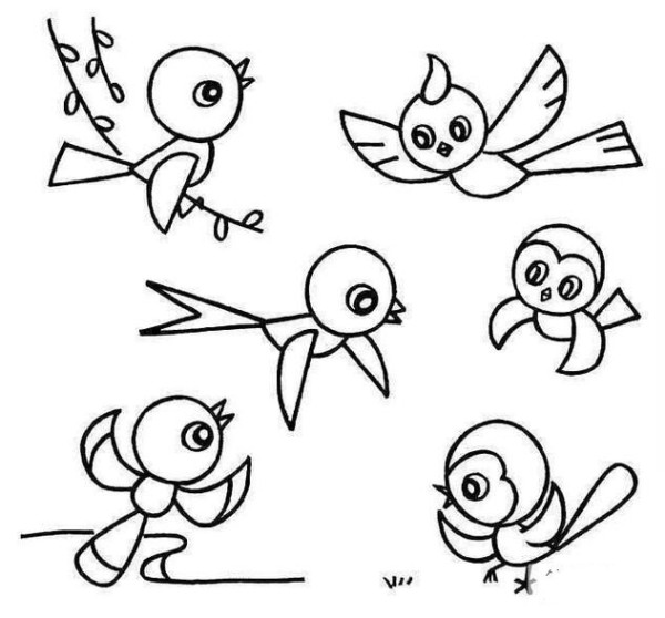 A simple stroke of a cute bird cartoon picture