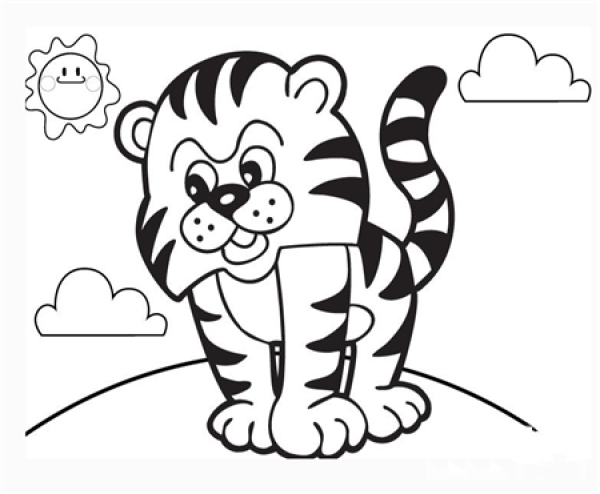 Proud tiger simple drawing