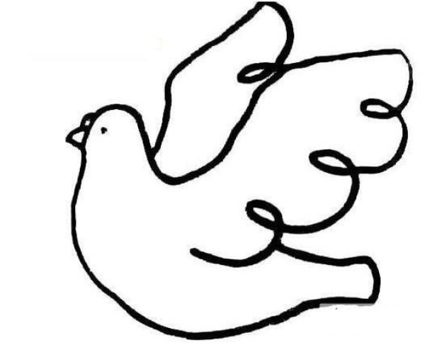 One stroke simple drawing of cute bird cartoon picture sketch