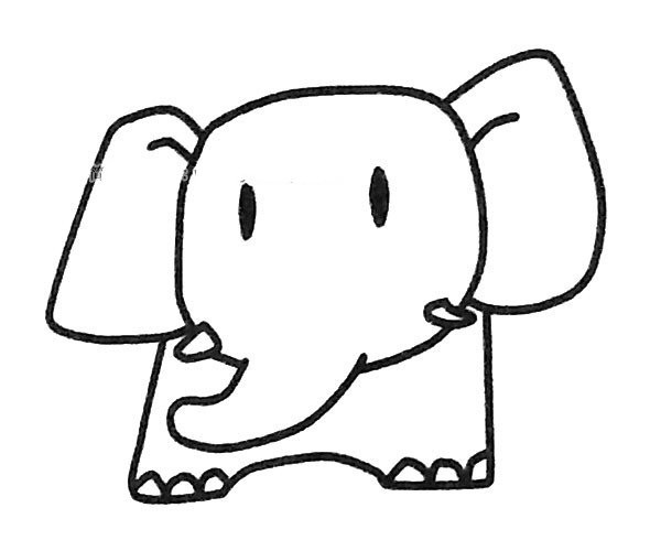 A set of cute and naughty elephant simple drawing pictures