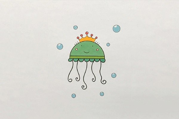 Cute cartoon jellyfish simple drawing