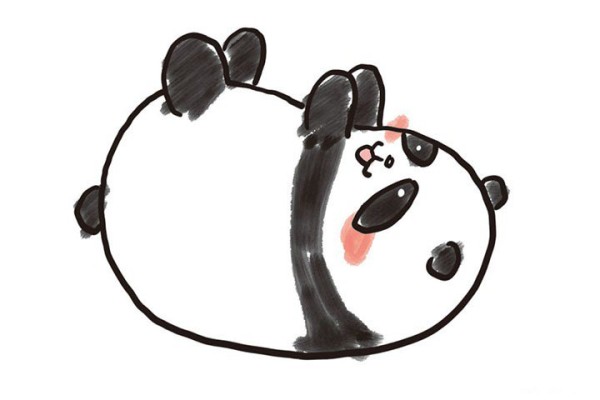 A set of cute simple drawing pictures of giant pandas