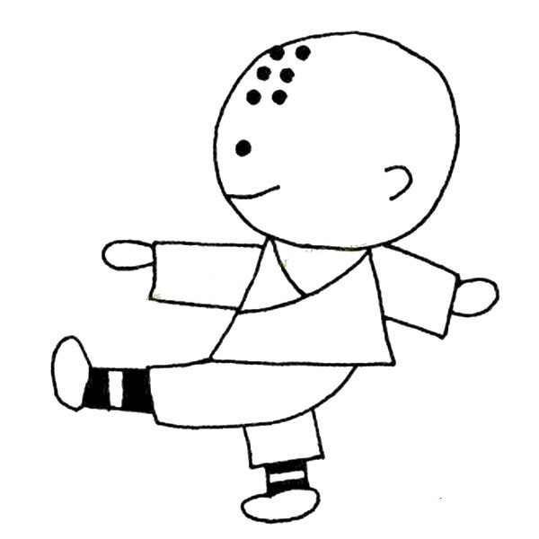 Simple picture of little monk practicing Qigong