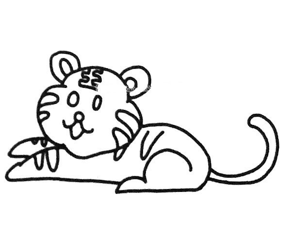 A set of cute tiger simple drawing pictures