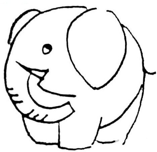 Simple drawing of baby elephant staring