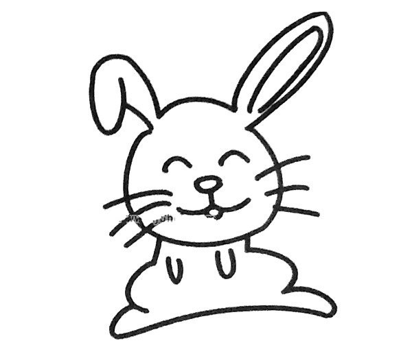 Six simple drawing pictures of cute little rabbits