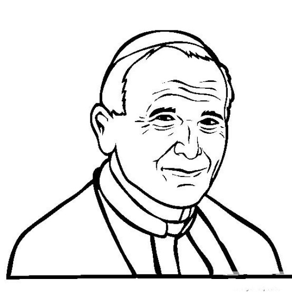 Pictures of Historical Figures Simple Drawing Portrait of Pope John Paul II