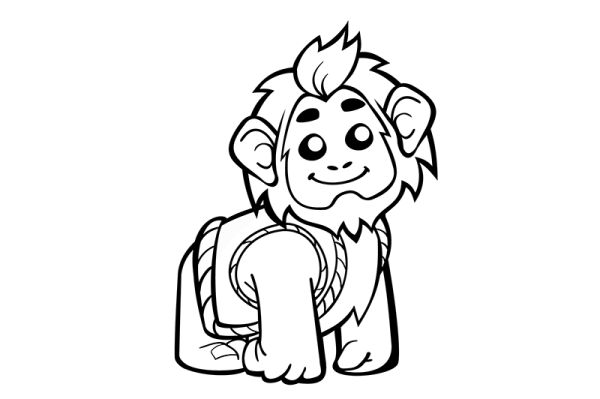 Cute orangutan simple drawing picture wearing vest