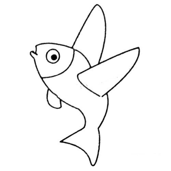 Complete collection of simple strokes of flying fish and drawing steps