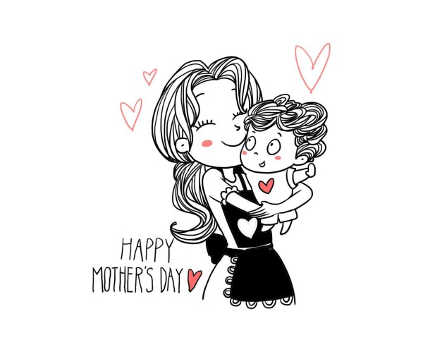 Happy Mothers Day Simple Drawing