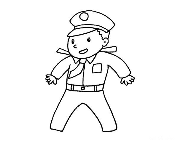 How to draw a police uncle with simple strokes